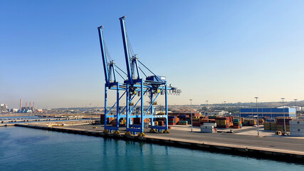 View of a cargo area in an industrial port.