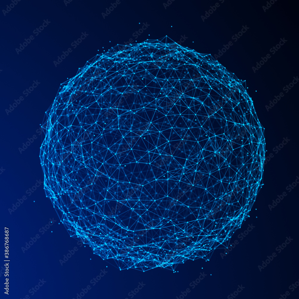 Poster abstract 3d sphere. sphere particles. global network connection. futuristic technology style. big da