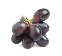 Delicious ripe purple grapes isolated on white