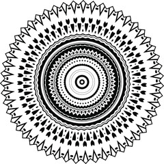 Mandala. Black and White Pattern. Vintage decorative elements. Hand drawn background. Arabic, Islam, Indian. Vector illustration