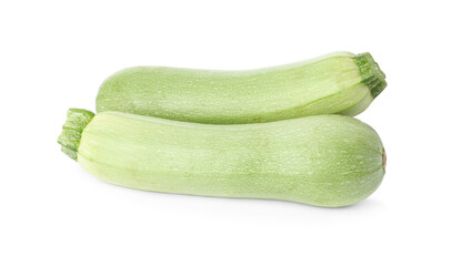 Raw green ripe zucchinis isolated on white