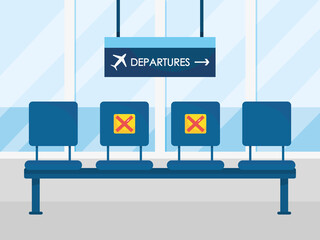 airport departure seat with new normal way of traveling in covid 19