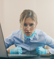 Closeup of working woman are stressed. Stressful job