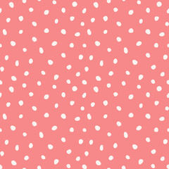 Hipster colorful seamless polka dot pattern. Vector irregular abstract texture with random hand drawn spots.