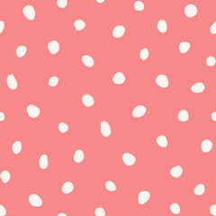 Hipster colorful seamless polka dot pattern. Vector irregular abstract texture with random hand drawn spots.