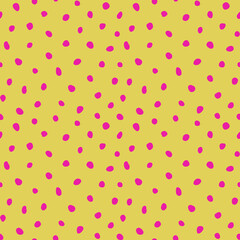 Hipster colorful seamless polka dot pattern. Vector irregular abstract texture with random hand drawn spots.