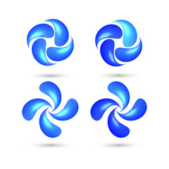 Obraz premium Water logo design. Energy nature icon. Set of abstract blue symbols. Water Association. Vector illustration for your Logo or Design.