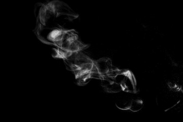 White natural steam smoke effect on solid black background with abstract blur motion wave swirl use for overlay in vapor cigarette, hot boil food and water