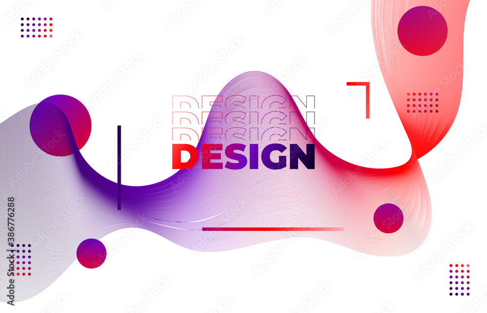 Aufkleber abstract wave lines dynamic flowing colorful light isolated on white background. vector illustration