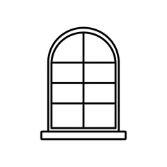 frame window exterior facade icon isolated white background linear