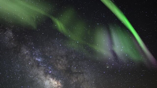 Aurora Green Milky Way Galaxy Time Lapse