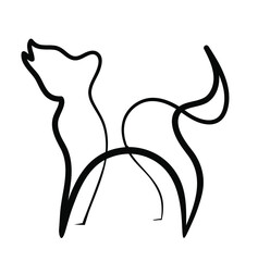 Dog - drawing in one line. Black and white animal logo.