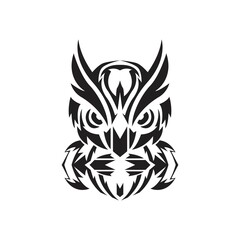 Owl Tribal Tattoo, Logo Design Vector-01