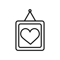 hanging frame with heart isolated icon white background linear