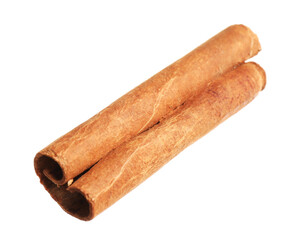 Dry cinnamon stick isolated on white. Mulled wine ingredient