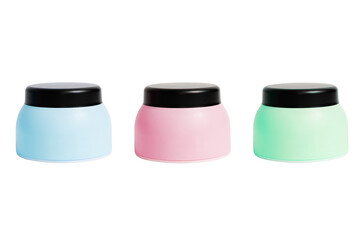 Set of Cosmetic cream jar isolated on white background.