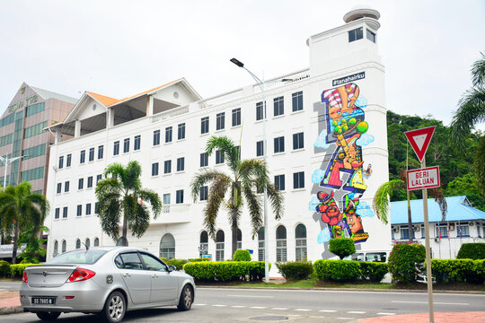 Wisma Intuitama building facade in Kota Kinabalu, Malaysia