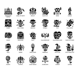 Set of halloween thin line and pixel perfect icons for any web and app project.