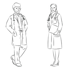 Vector Illustration of doctors (male & female)