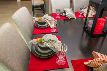 Dining Area Place Settings With Water Glasses