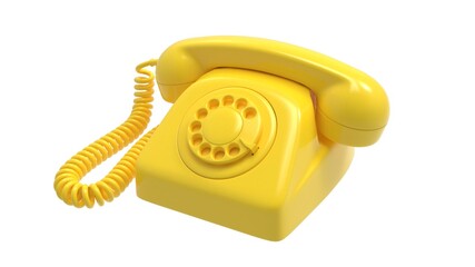 Vintage telephone paint gloss Yalow in isolated Background 