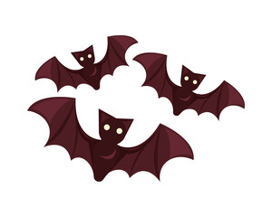 halloween bats flying isolated icon