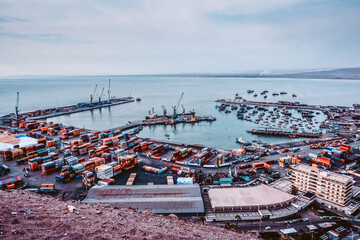 colorful bay port of arica chile