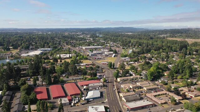 Aerial of house development and industrial site