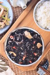 Healthy black fungus salad on the plate  