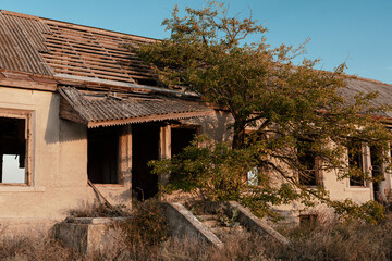 An old ruined house in a fishing village.