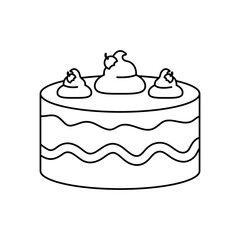 sweet cake with cream fruits isolated icon white background linear