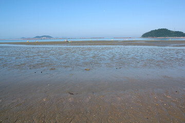 blue sea in blue sky