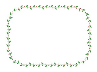 柊と赤い木の実の角型フレーム