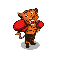 tiger logo mascot boxing character. vector illustration