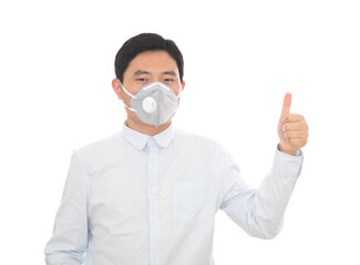 Thumbs up man wearing mask