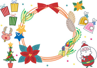 プリンクリスマス　幸福なツリーとオーナメント　イラストト