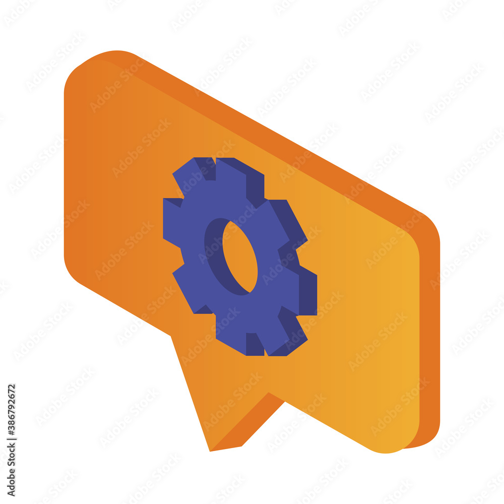 Poster speech bubble message with gear setup
