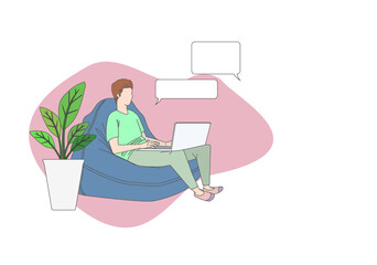  character illustration of work at home.