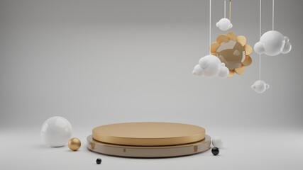 Beautiful, elegant background with a pedestal and a showcase. 3d illustration, 3d rendering.