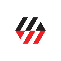Naklejka premium Hexagon with MW letter logo design vector