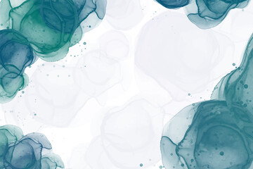 abstract midnight green mix teal blue alcohol ink background