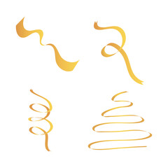golden ribbons tape decoration and ornament icons