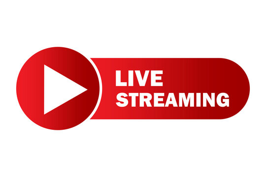 Live stream logo. Vector online news button icon. Broadcast streaming video. Webinar replay icon. Stock image. EPS 10.