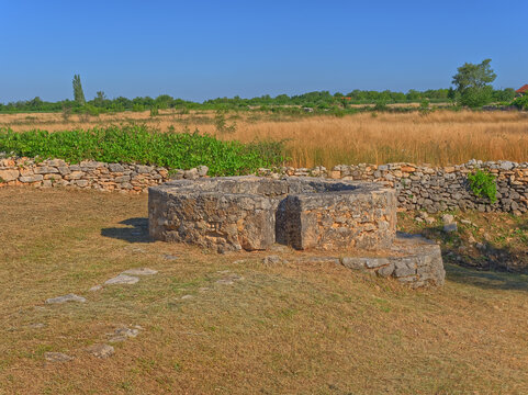 Celtic well in Dalmatian hinterland in Promina municipality in Croatian National Park Krka near Oklaj