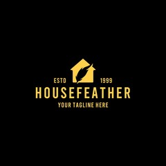 Creative house feather logo design