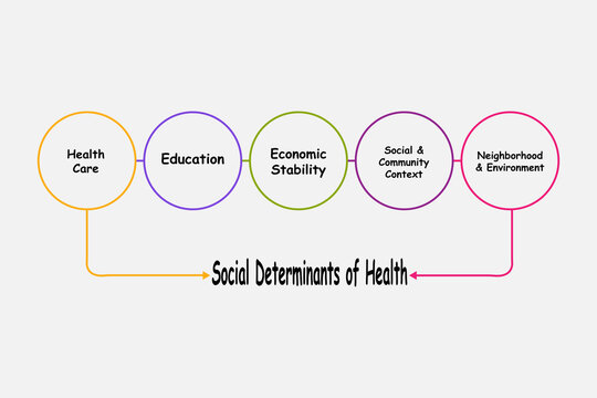 Diagram of Social Determinants of Health with keywords. EPS 10