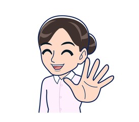 Housewife who came in a pink Y-shirt