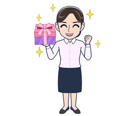 Housewife who came in a pink Y-shirt