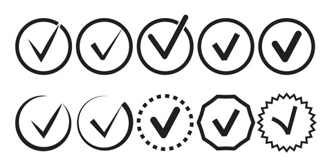 Checkmark icons. tick for a response. Mark as a sign of confirmation. Vector illustration. Stock image.