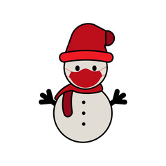 Snowman flat icon using a mask. winter symbol. Design template vector